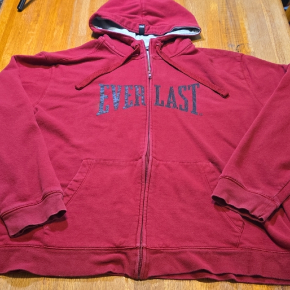 Everlast Men 2XL Maroon Full Zip Pocket Sweatshirt Boxing Gym Athletic Hoodie - Picture 1 of 7